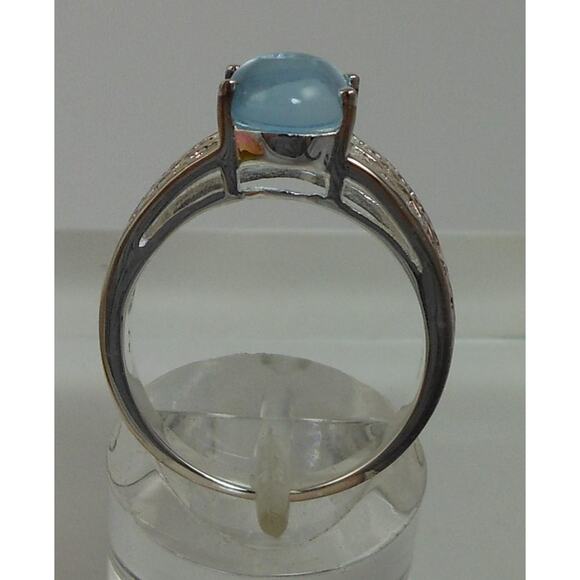 Elegant Sterling Silver Filigree Ring with Blue Topaz Gemstone - Vintage Size 7 - Picture 6 of 10
